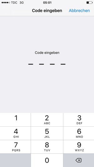 Geben Sie Ihren Zugangscode für die Sperre ein, falls diese bereits auf Ihrem Handy aktiviert ist