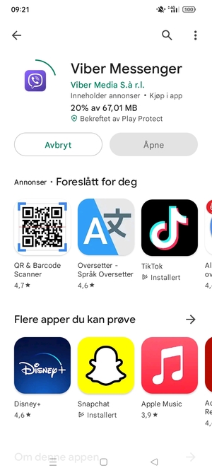 Vent til installasjonen er ferdig