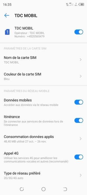 Activer ou désactiver Itinérance