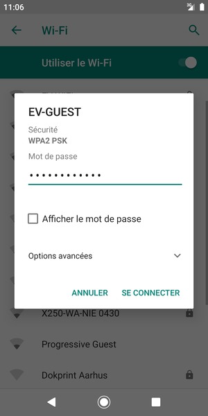 Saisissez le mot de passe du Wi-Fi et sélectionnez SE CONNECTER