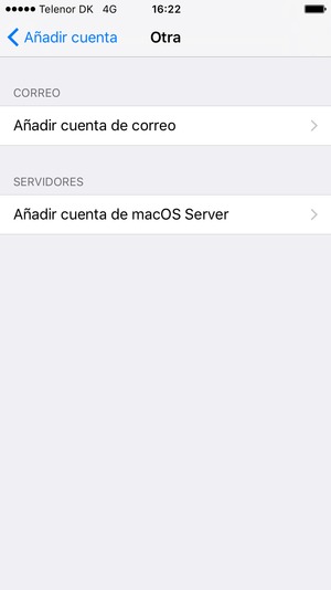 Seleccione Añadir cuenta de correo