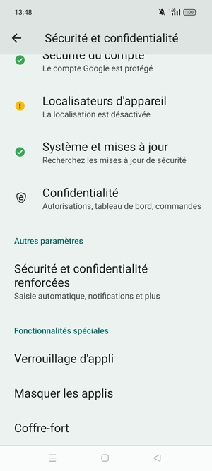 Faites défiler et sélectionnez Sécurité et confidentialité renforcées