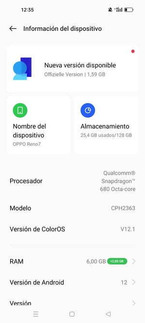 Seleccione ColorOS