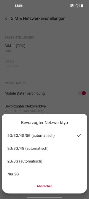 Wählen Sie die gewünschte Option