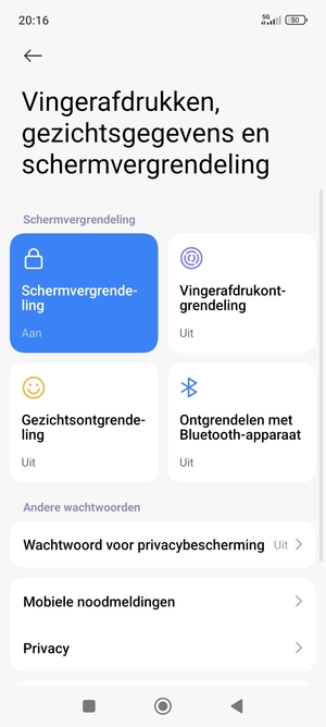 Uw telefoon is nu beveiligd met een schermvergrendeling