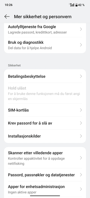 Bla til og velg SIM-kortlås