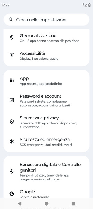 Scorri e seleziona Sicurezza e privacy