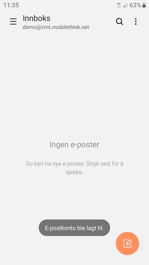 Kontoen er klar til bruk