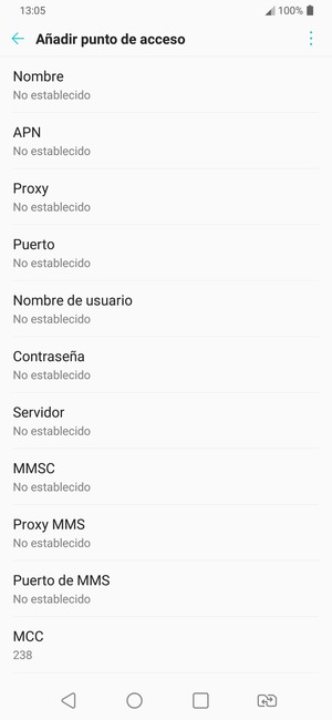 Introduzca la información de MMS