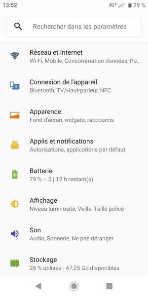 Sélectionnez Réseau et Internet