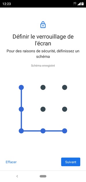 Dessinez un motif de déverrouillage et sélectionnez Suivant