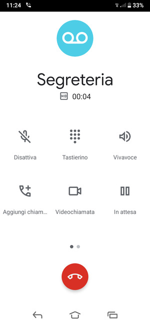 Se la segreteria telefonica chiama come mostrato in questa schermata, il tuo telefono è configurato correttamente.