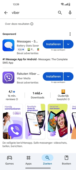 Selecteer de app