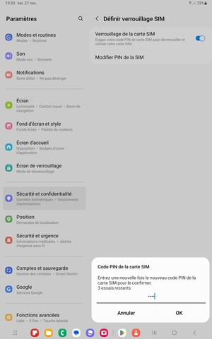 Veuillez confirmer votre nouveau code PIN et sélectionner OK