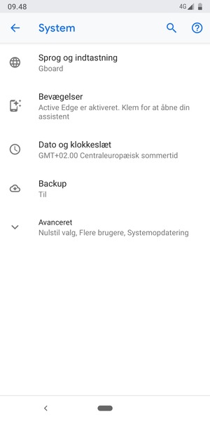 Vælg Avanceret