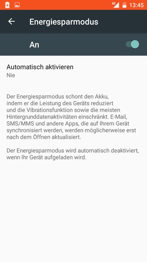 Schalten Sie Energiesparmodus ein