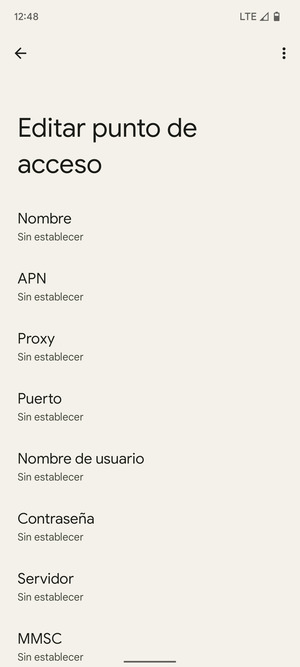 Introduzca la información de MMS