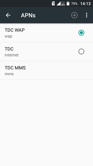 Select the Internet access point