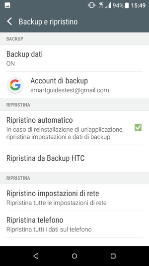 Seleziona Account di backup
