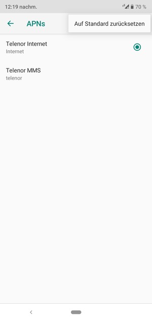 Wählen Sie Auf Standard zurücksetzen