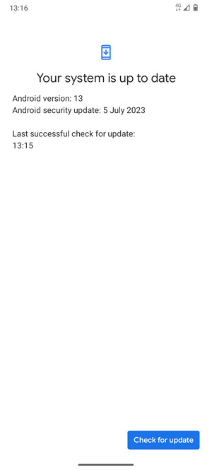 If your phone is up to date, you will see the following screen
