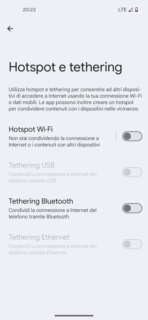 Seleziona Hotspot Wi-Fi