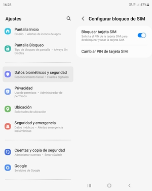 Seleccione Cambiar PIN de tarjeta  SIM