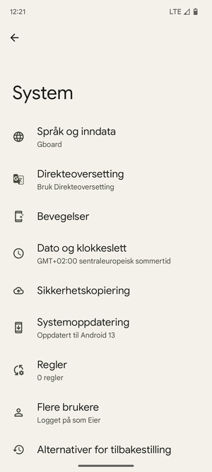 Velg Systemoppdatering