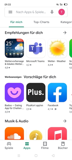 Wählen Sie die Suchleiste