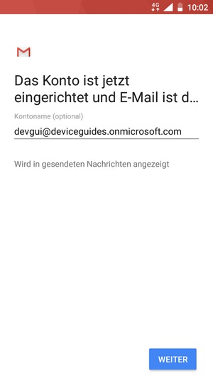 Geben Sie Ihrem Konto einen Namen und wählen Sie WEITER