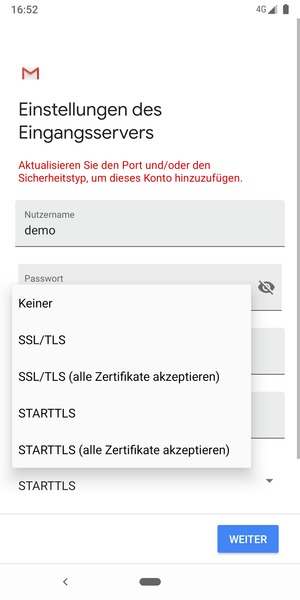 Wählen Sie Keiner und WEITER