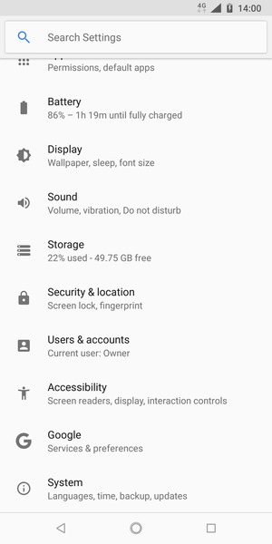 Scroll to and select Security & location