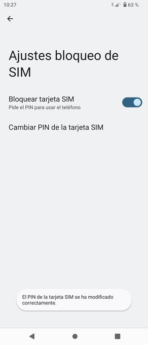 Su PIN de la tarjeta SIM ha sido cambiado
