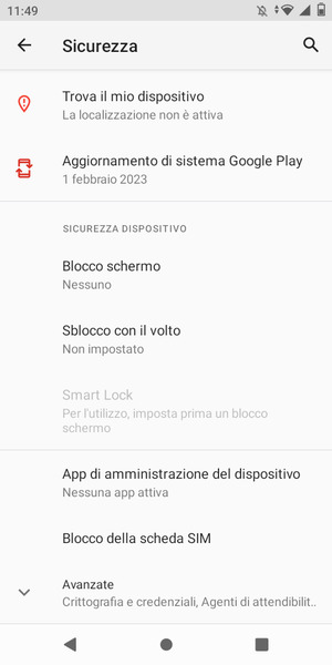 Scorri e seleziona Blocco della scheda SIM