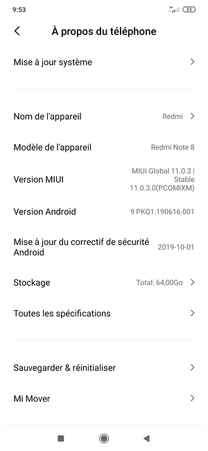 Sélectionnez Mise à jour système