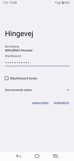 Voer het WiFi-wachtwoord in en selecteer VERBINDEN
