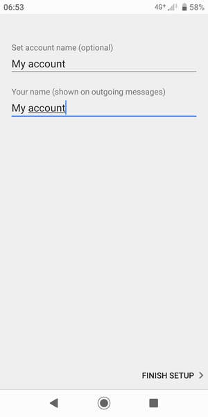 Give your account a name and enter your name. Select FINISH SETUP