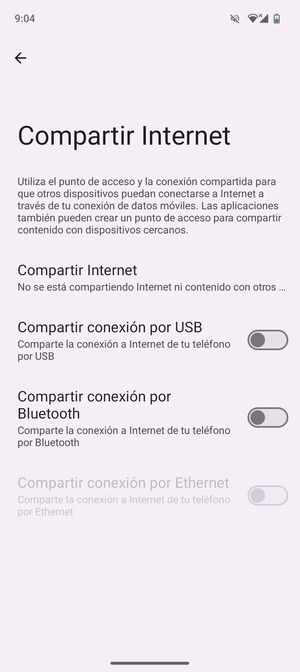 Seleccione Compartir Internet