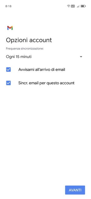 Seleziona AVANTI