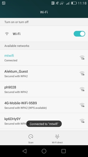 You are now connected to the Wi-Fi network