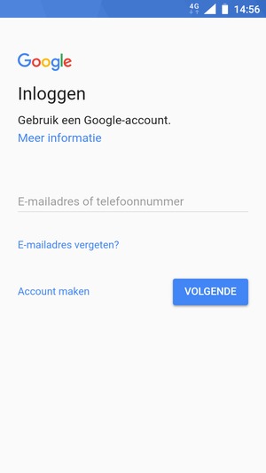 Voer uw Gmail adres in en selecteer VOLGENDE