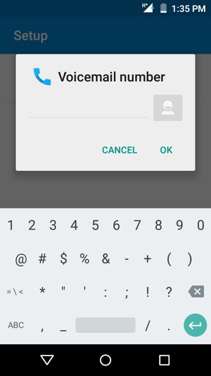 Enter the Voicemail number and select OK