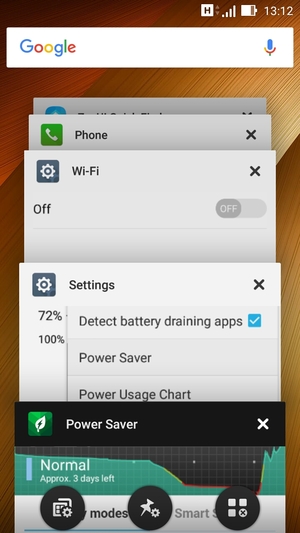 Select the Delete  icon to close all running apps