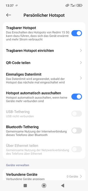Ihr Handy ist jetzt für die Verwendung als Modem eingerichtet