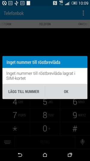Om din röstbrevlåda inte är installerad, välj LÄGG TILL NUMMER
