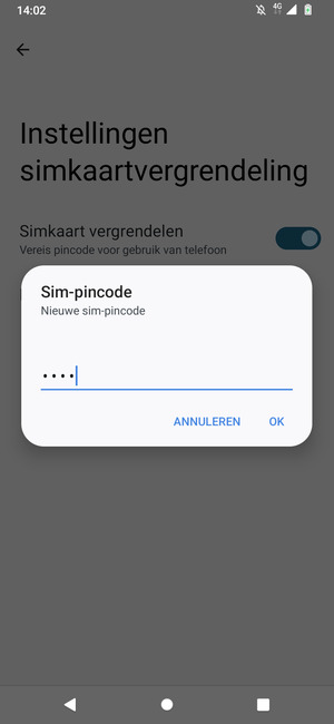 Voer uw Nieuwe sim-pincode in en selecteer OK