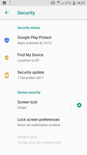 Select Screen lock