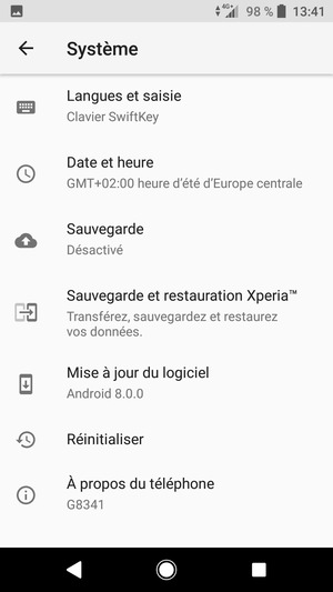 Sélectionnez Sauvegarde