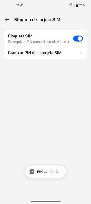 Su PIN de la tarjeta SIM ha sido cambiado