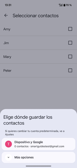 Seleccione  Dispositivo y Google